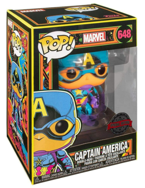 Фигурка Funko POP! 648 Bobble Marvel Captain America (Black Light) (Exc) 48845
